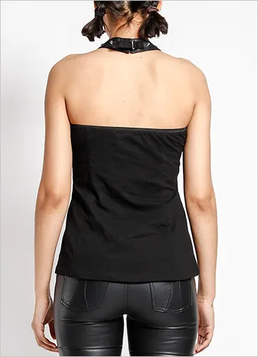 STUDDED HALTER TOP
